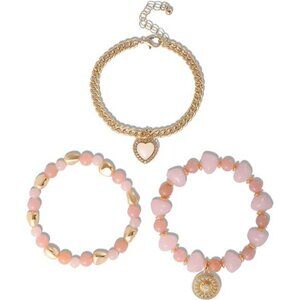 Gold charm bracelet set for women acrylic beaded stackable fashion jewelry